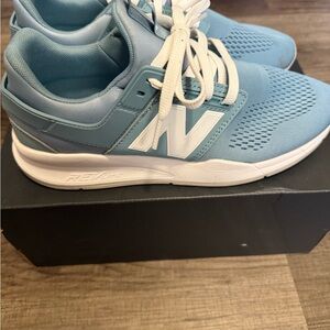 New Balance Light Blue and White Athletic Shoes